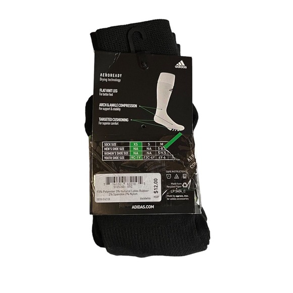 adidas Soccer Aeroready Socks Men’s XS Black Compression Sports Running - Picture 4 of 6